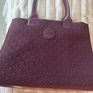 Tory Burch Quilted Plum Tote